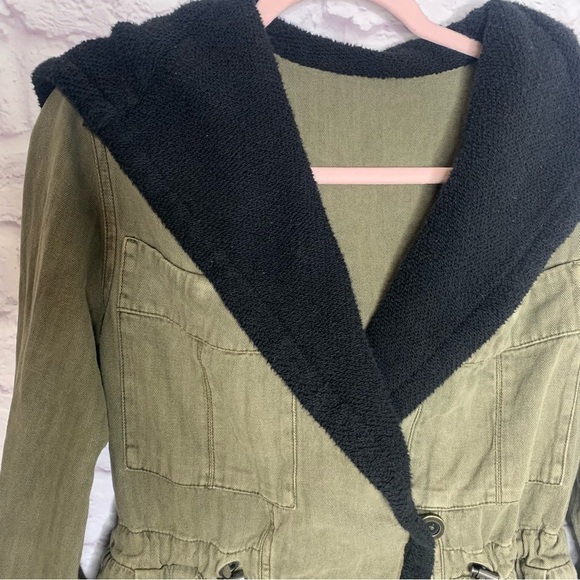 Free People Soft Peplum Hooded Military Army Green Cargo Jacket - Picture 9 of 15
